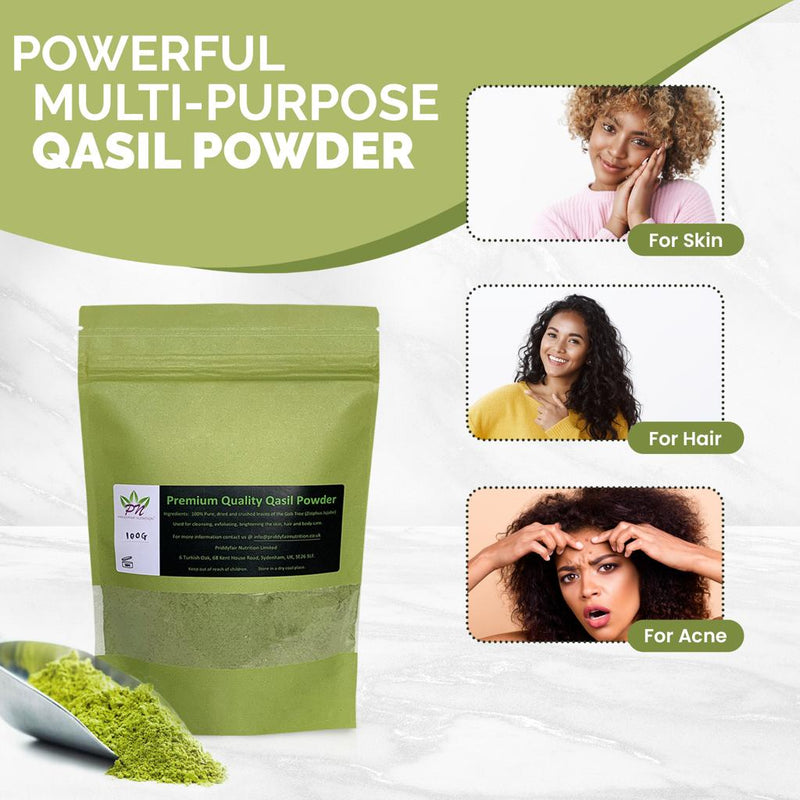 Qasil Leaf Powder Somalia’s Beauty secret used for Skincare, Body, Hair & Face Mask made from a Natural Organic Gob tree Leaf (Ziziphus Jujube) (50g)